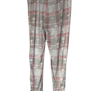 New Snoopy Pink Plaid Pajama Pants